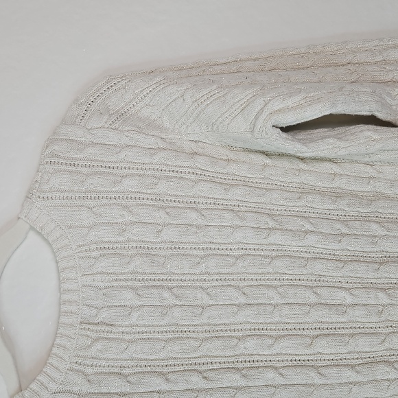St. John's Bay Cable Knit Crewneck Sweater - Off-White - Picture 9 of 11
